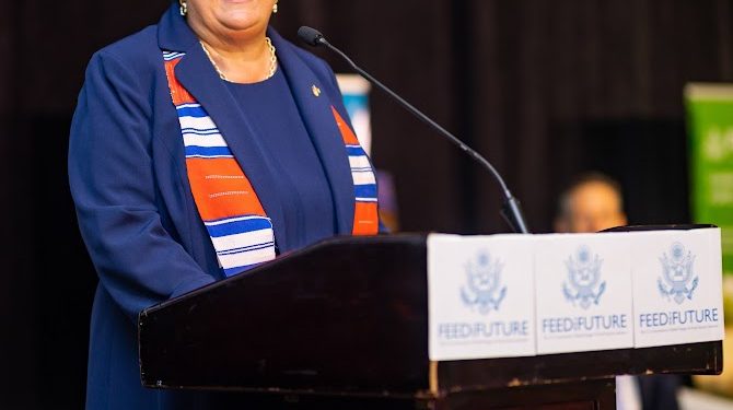 US Ambassador Virgina E. Palmer addresses delegates at the Agribusiness Investment Summit
