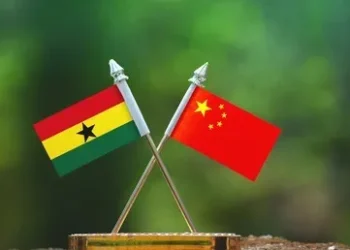 Ghana–China flags emblem illustrating diplomatic and economic ties between nations