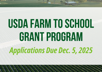 Graphic representing USDA’s 2026 Farm to School Grant funding support
