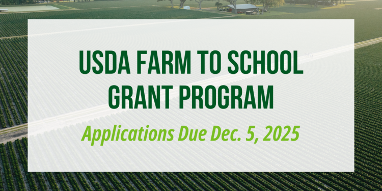 Graphic representing USDA’s 2026 Farm to School Grant funding support