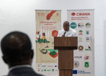 Alex Percival Segbefia, the Chief of Staff of the Vice President of Ghana, giving his keynote speech.